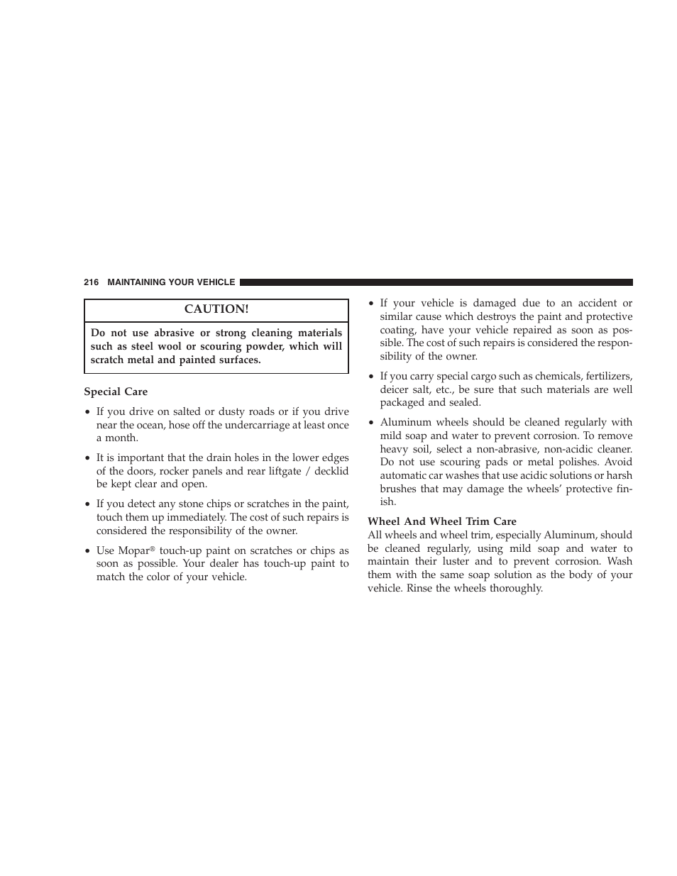 Chrysler Crossfire SRT6 User Manual | Page 216 / 280