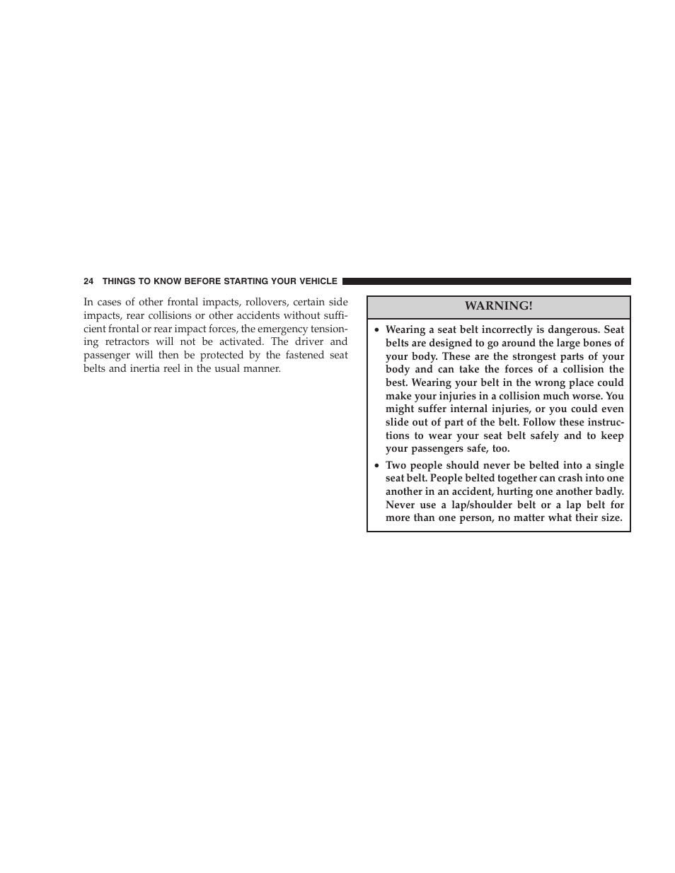 Chrysler Crossfire SRT6 User Manual | Page 24 / 280