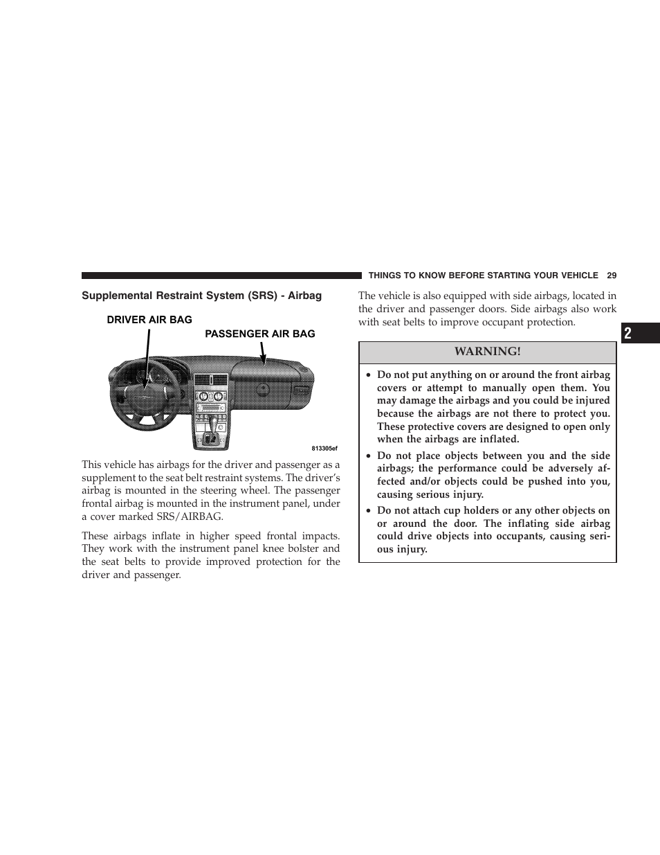 Chrysler Crossfire SRT6 User Manual | Page 29 / 280