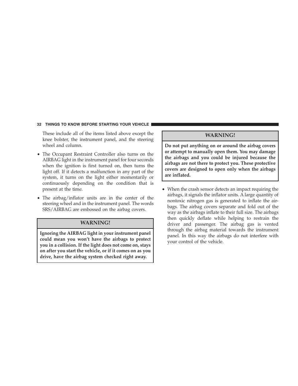 Chrysler Crossfire SRT6 User Manual | Page 32 / 280