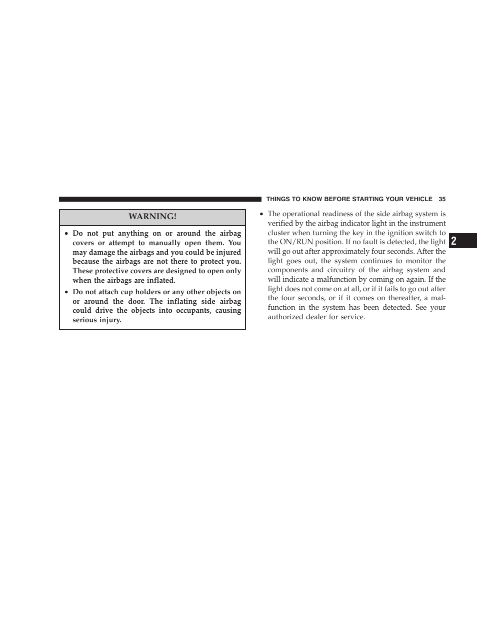 Chrysler Crossfire SRT6 User Manual | Page 35 / 280