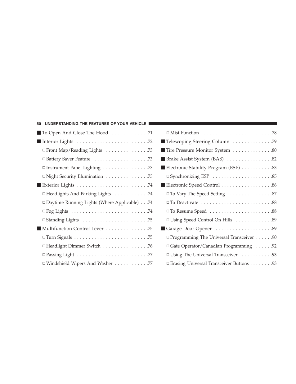 Chrysler Crossfire SRT6 User Manual | Page 50 / 280