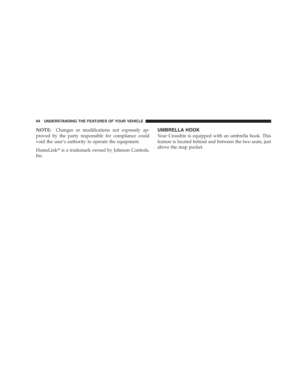 Chrysler Crossfire SRT6 User Manual | Page 94 / 280