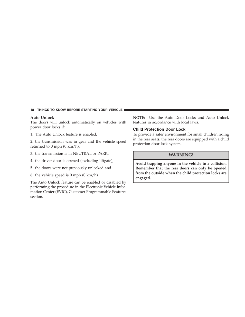 Child protection door lock | Chrysler 2005 Pacifica Touring User Manual | Page 18 / 376