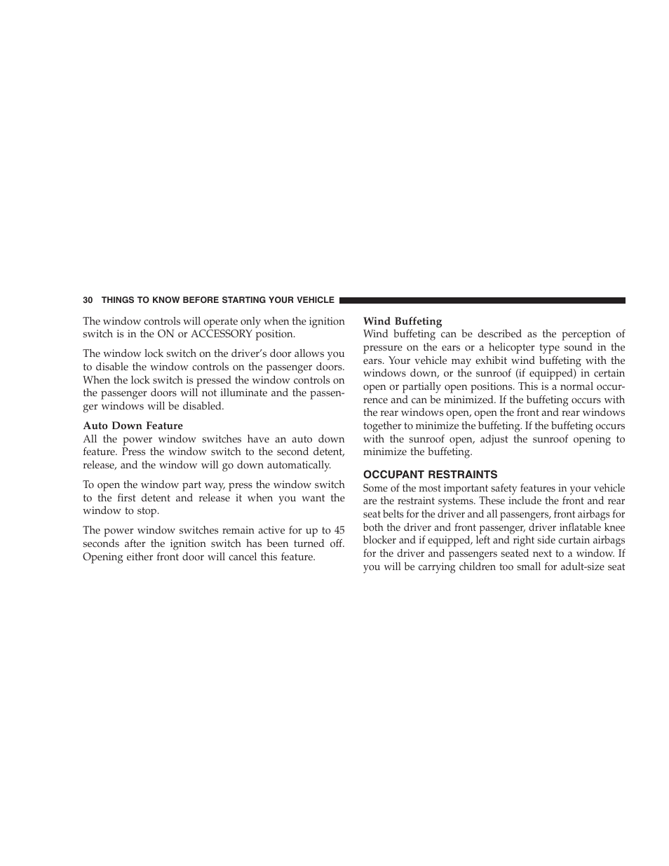 Occupant restraints | Chrysler 2005 Pacifica Touring User Manual | Page 30 / 376