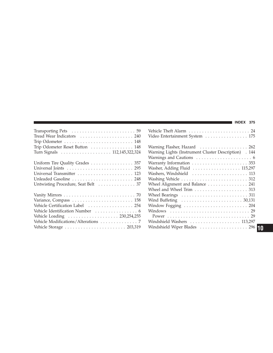 Chrysler 2005 Pacifica Touring User Manual | Page 375 / 376