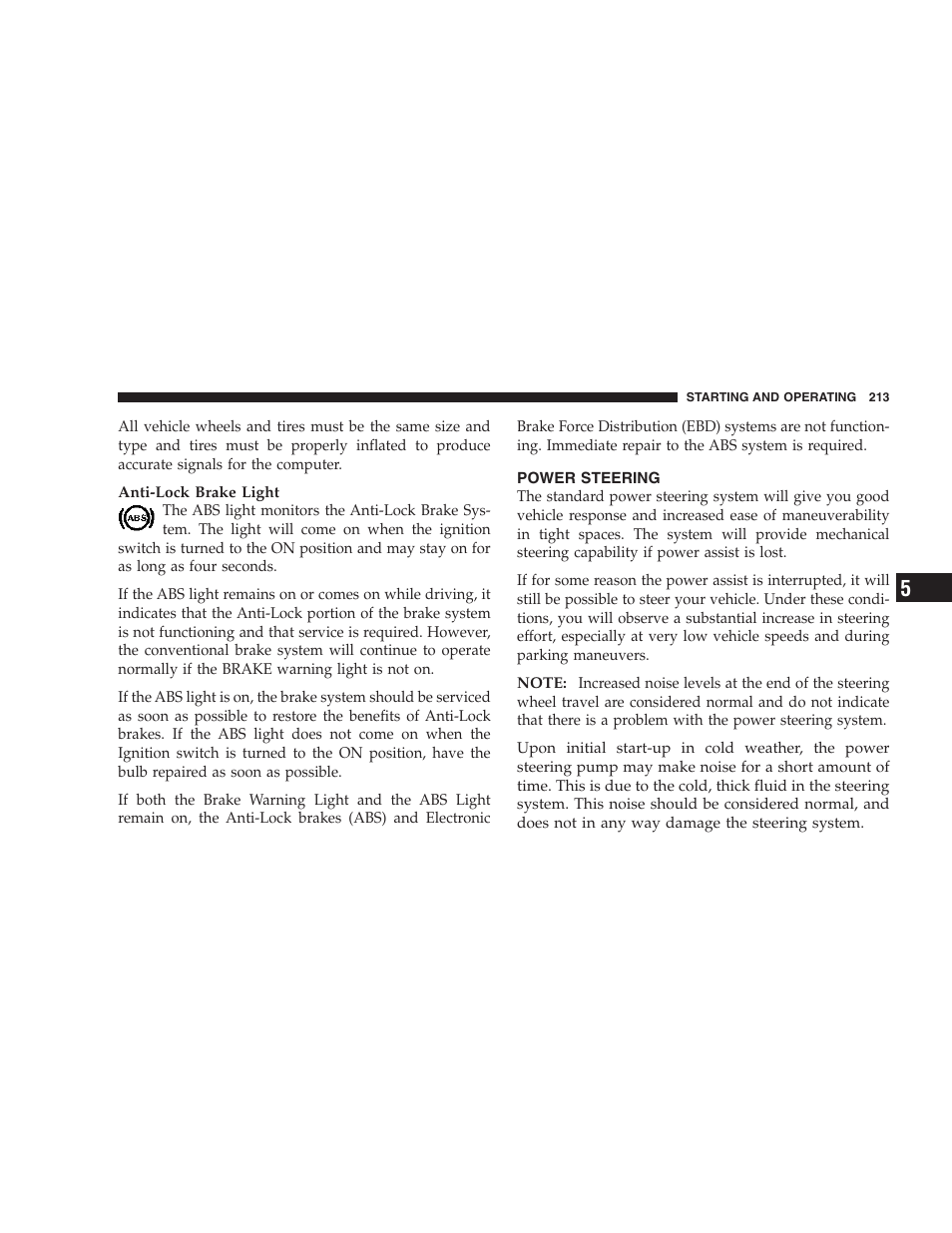 Power steering | Chrysler 2007 300 SRT8 User Manual | Page 213 / 360