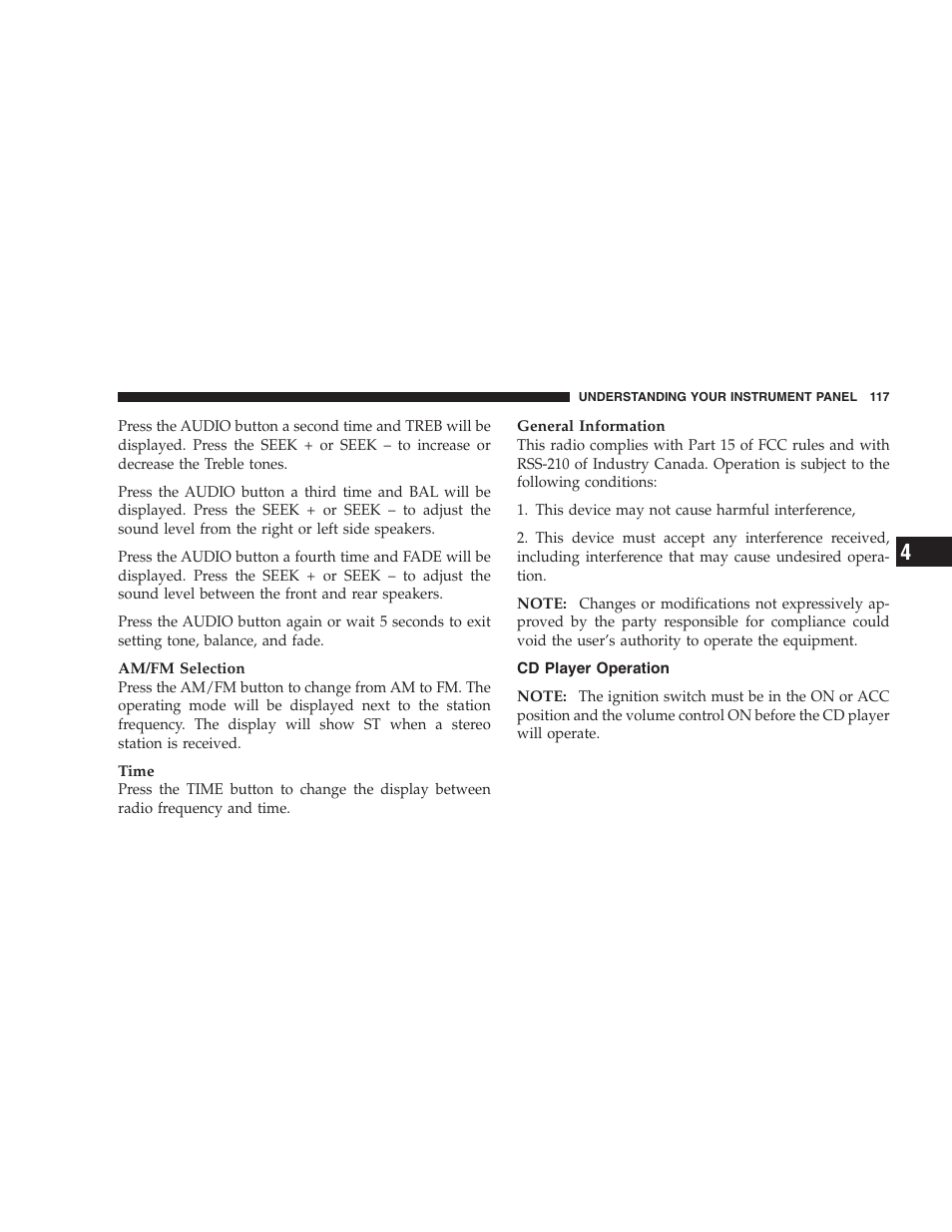 Cd player operation | Chrysler 2005 Sebring Convertible User Manual | Page 117 / 292