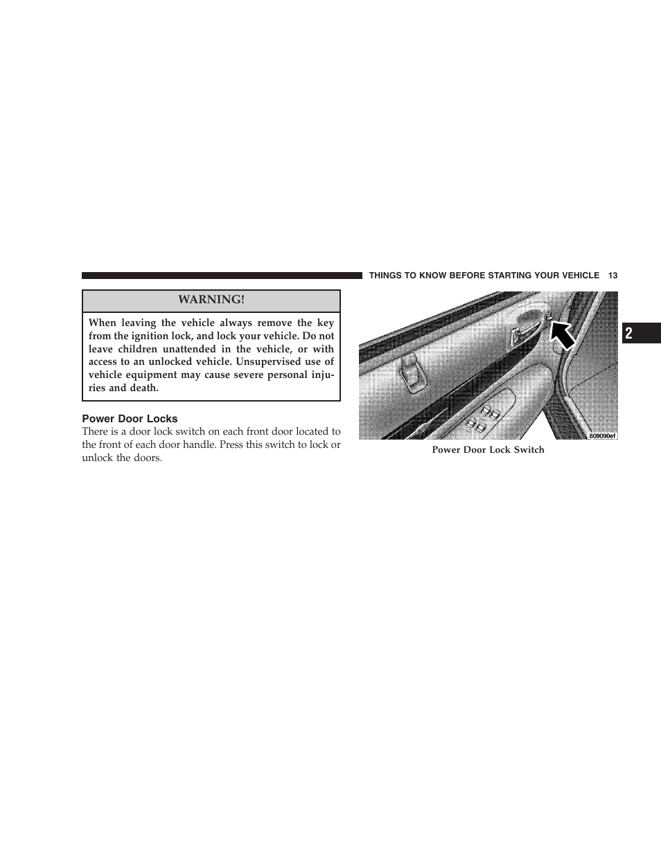 Power door locks | Chrysler 2005 Sebring Convertible User Manual | Page 13 / 292