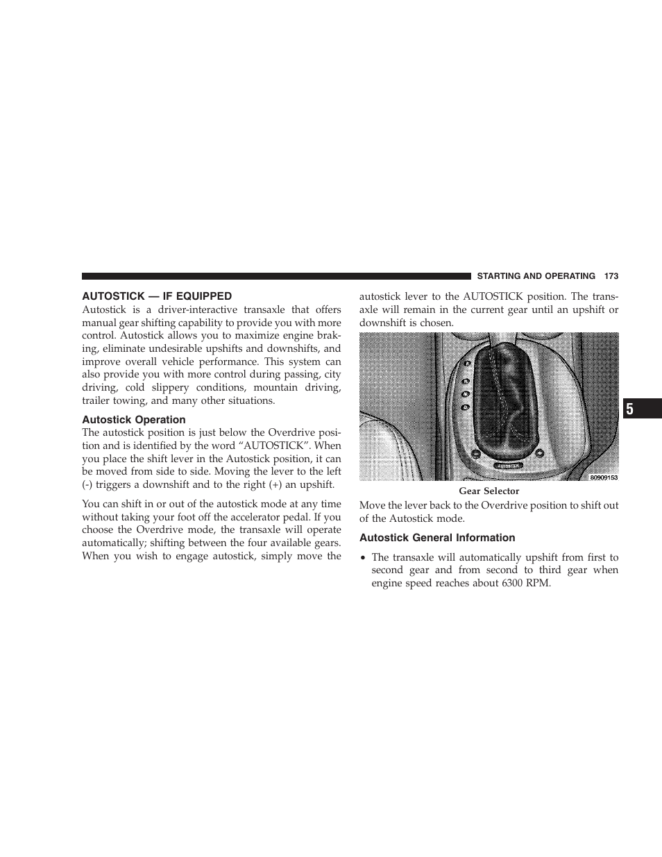Autostick — if equipped, Autostick operation, Autostick general information | Chrysler 2005 Sebring Convertible User Manual | Page 173 / 292