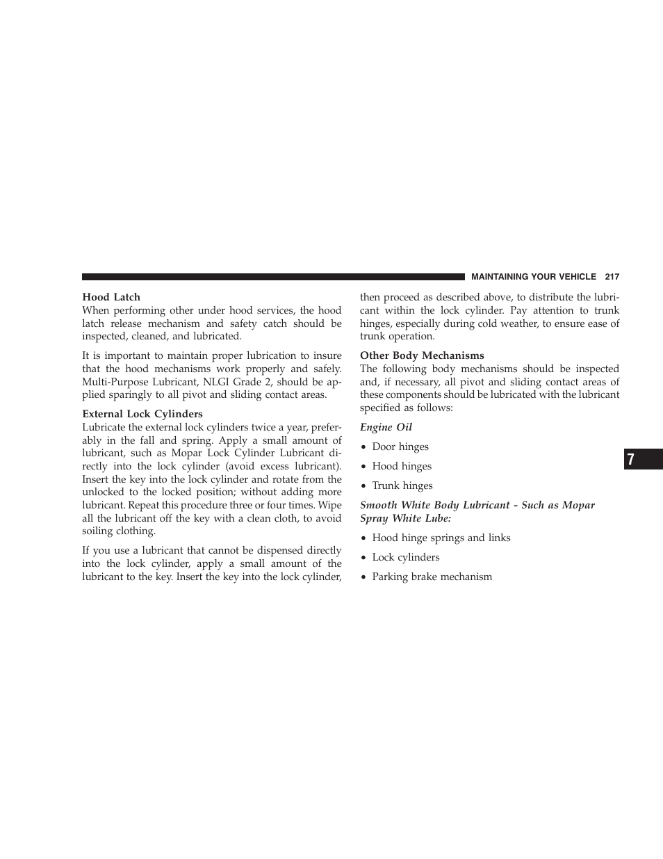 Chrysler 2005 Sebring Convertible User Manual | Page 217 / 292