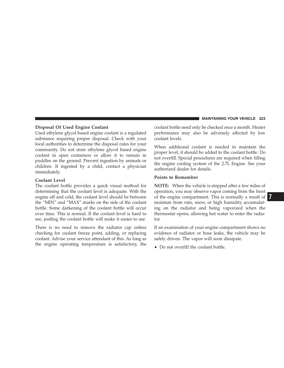 Chrysler 2005 Sebring Convertible User Manual | Page 223 / 292