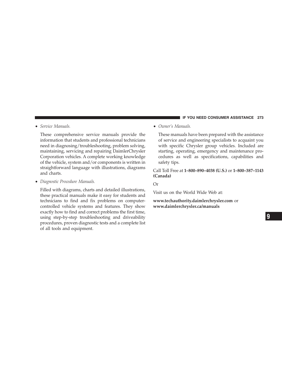 Chrysler 2005 Sebring Convertible User Manual | Page 273 / 292
