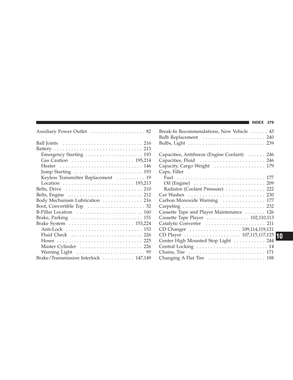 Chrysler 2005 Sebring Convertible User Manual | Page 279 / 292