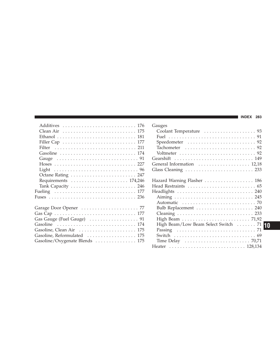 Chrysler 2005 Sebring Convertible User Manual | Page 283 / 292