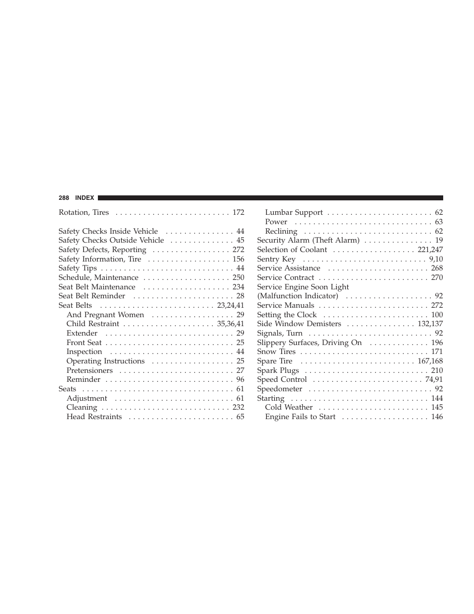 Chrysler 2005 Sebring Convertible User Manual | Page 288 / 292