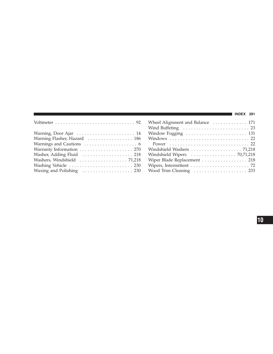 Chrysler 2005 Sebring Convertible User Manual | Page 291 / 292