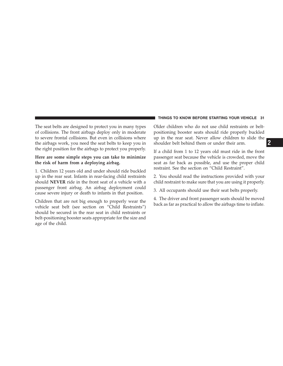 Chrysler 2005 Sebring Convertible User Manual | Page 31 / 292