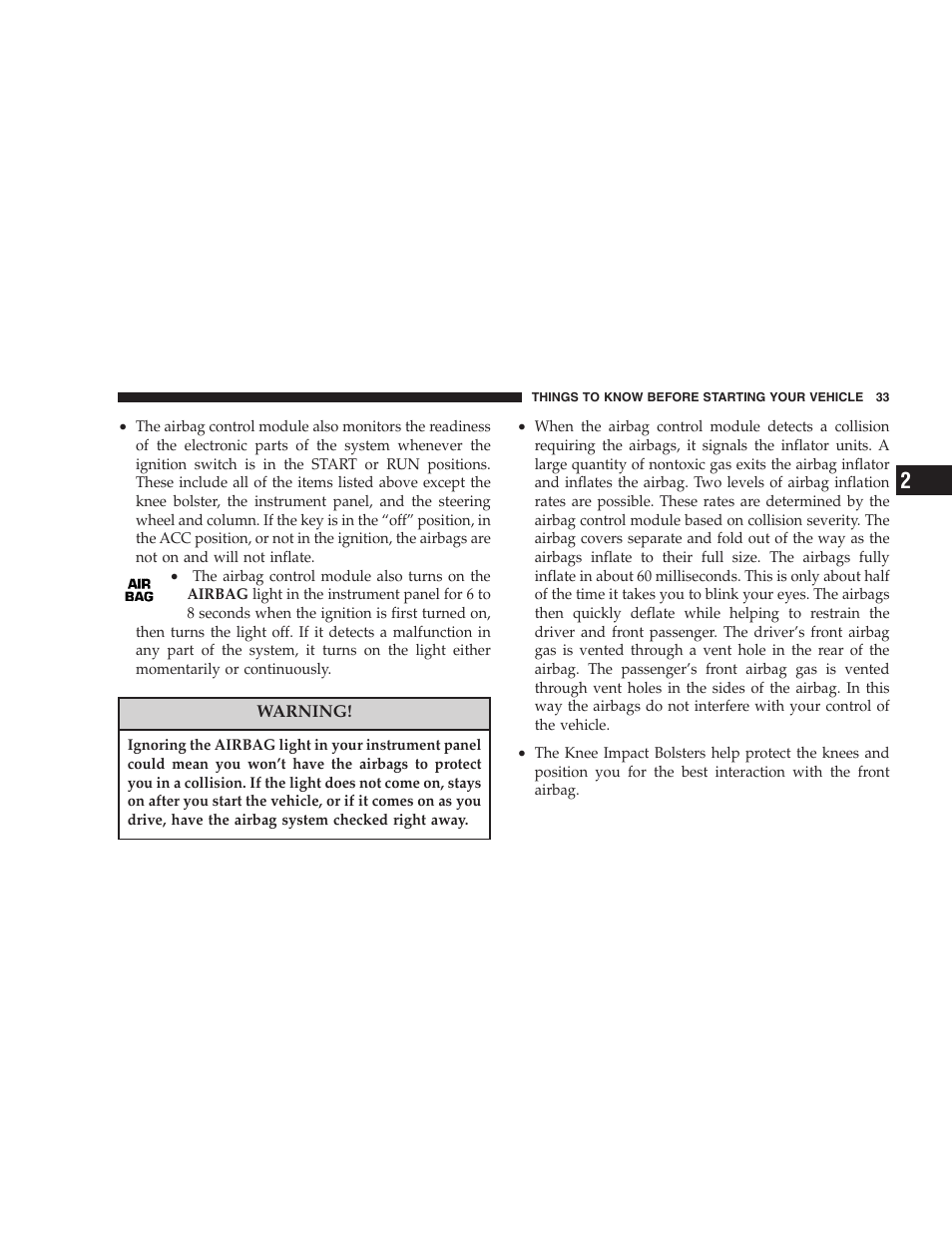 Chrysler 2005 Sebring Convertible User Manual | Page 33 / 292