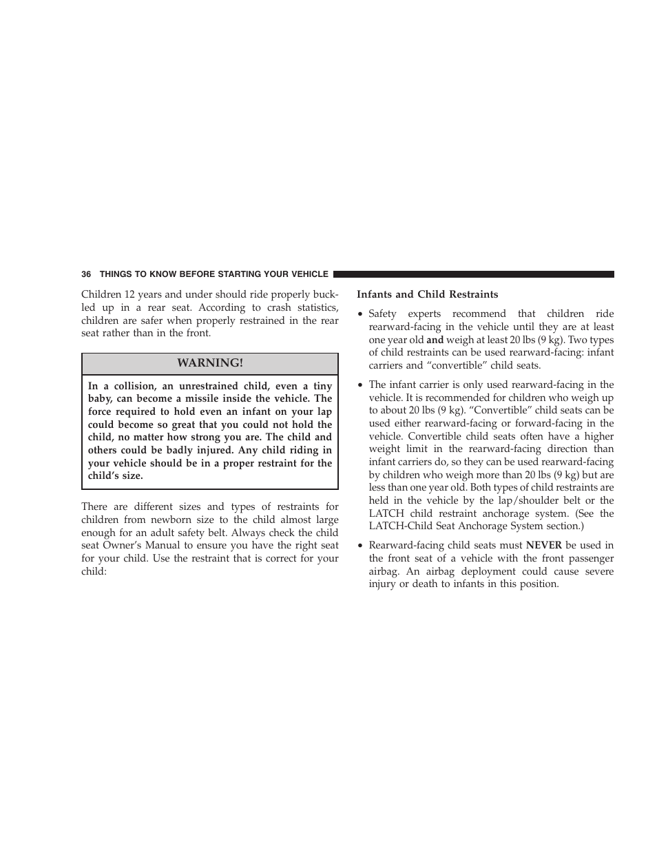 Chrysler 2005 Sebring Convertible User Manual | Page 36 / 292