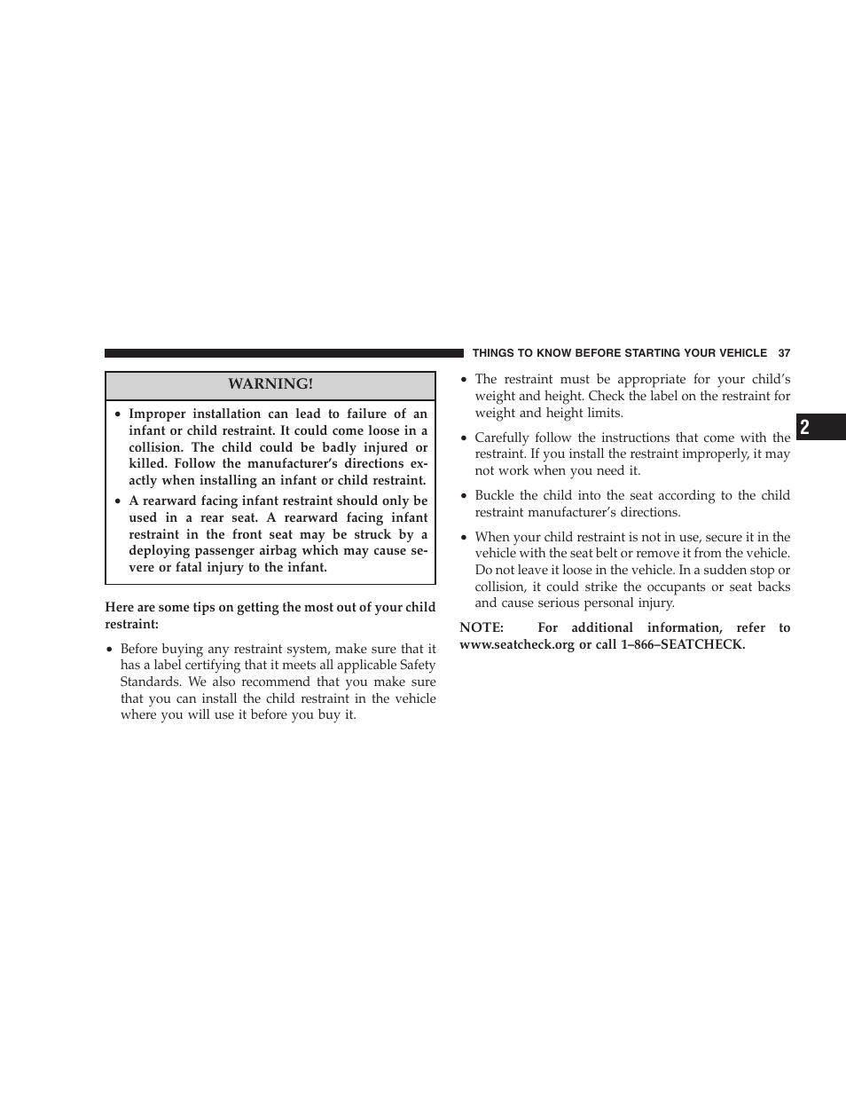 Chrysler 2005 Sebring Convertible User Manual | Page 37 / 292