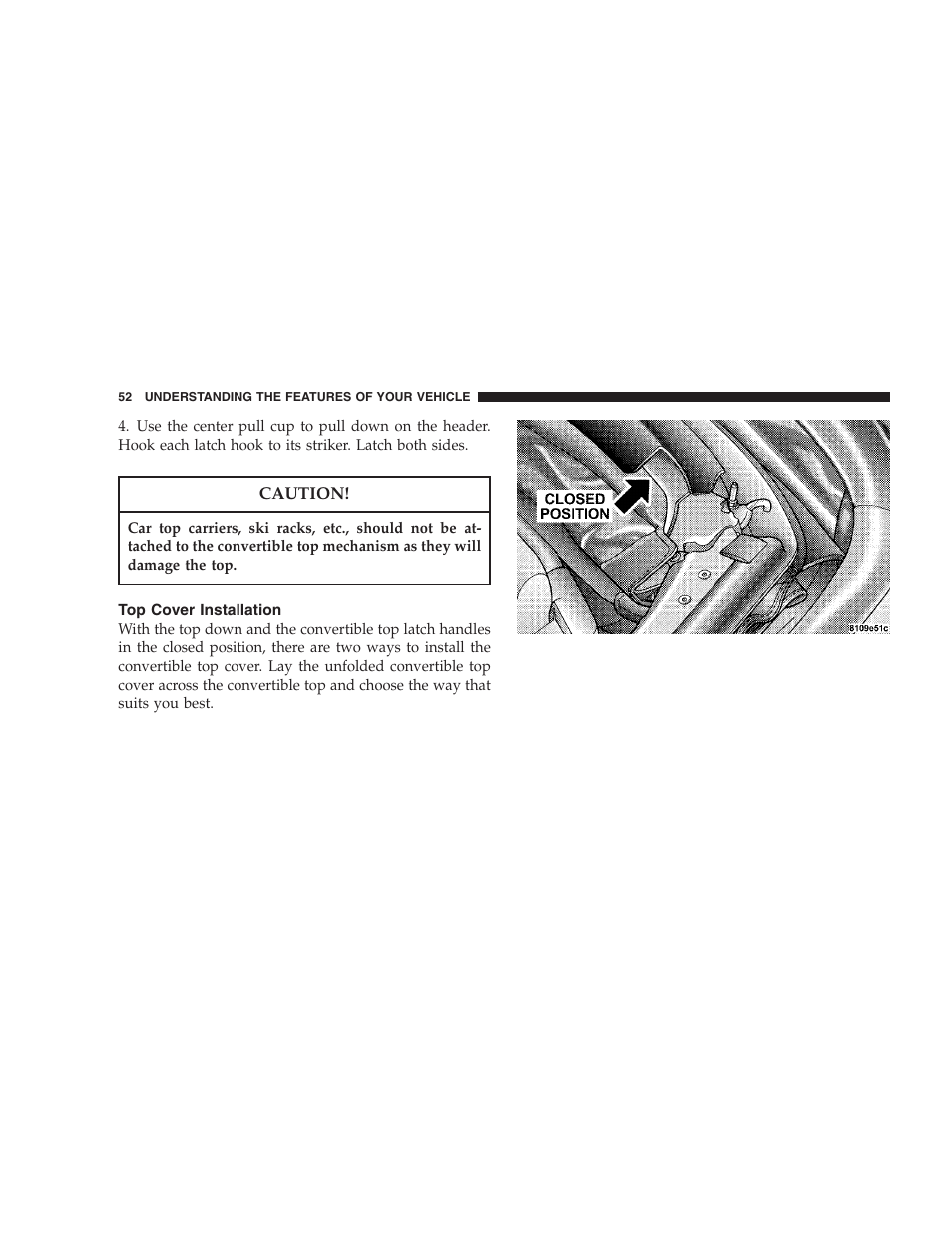 Top cover installation | Chrysler 2005 Sebring Convertible User Manual | Page 52 / 292
