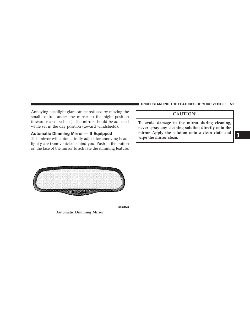 Automatic dimming mirror — if equipped | Chrysler 2005 Sebring Convertible User Manual | Page 59 / 292