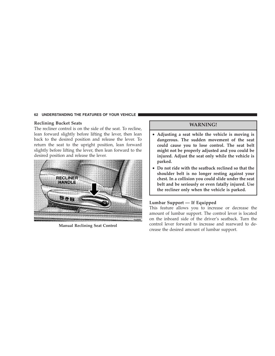 Chrysler 2005 Sebring Convertible User Manual | Page 62 / 292