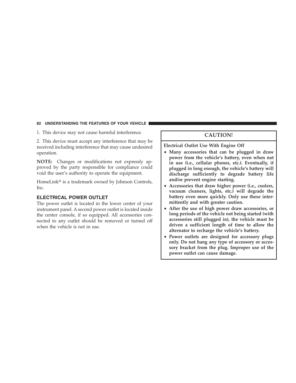 Electrical power outlet | Chrysler 2005 Sebring Convertible User Manual | Page 82 / 292