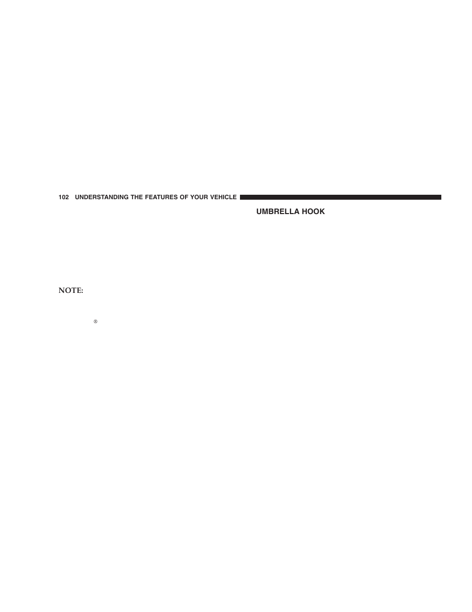 Umbrella hook | Chrysler 2006 Crossfire User Manual | Page 102 / 296
