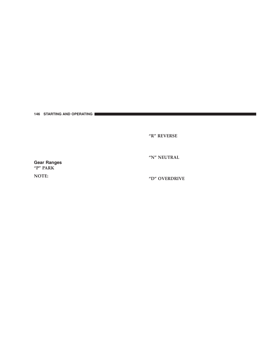 Gear ranges | Chrysler 2006 Crossfire User Manual | Page 146 / 296