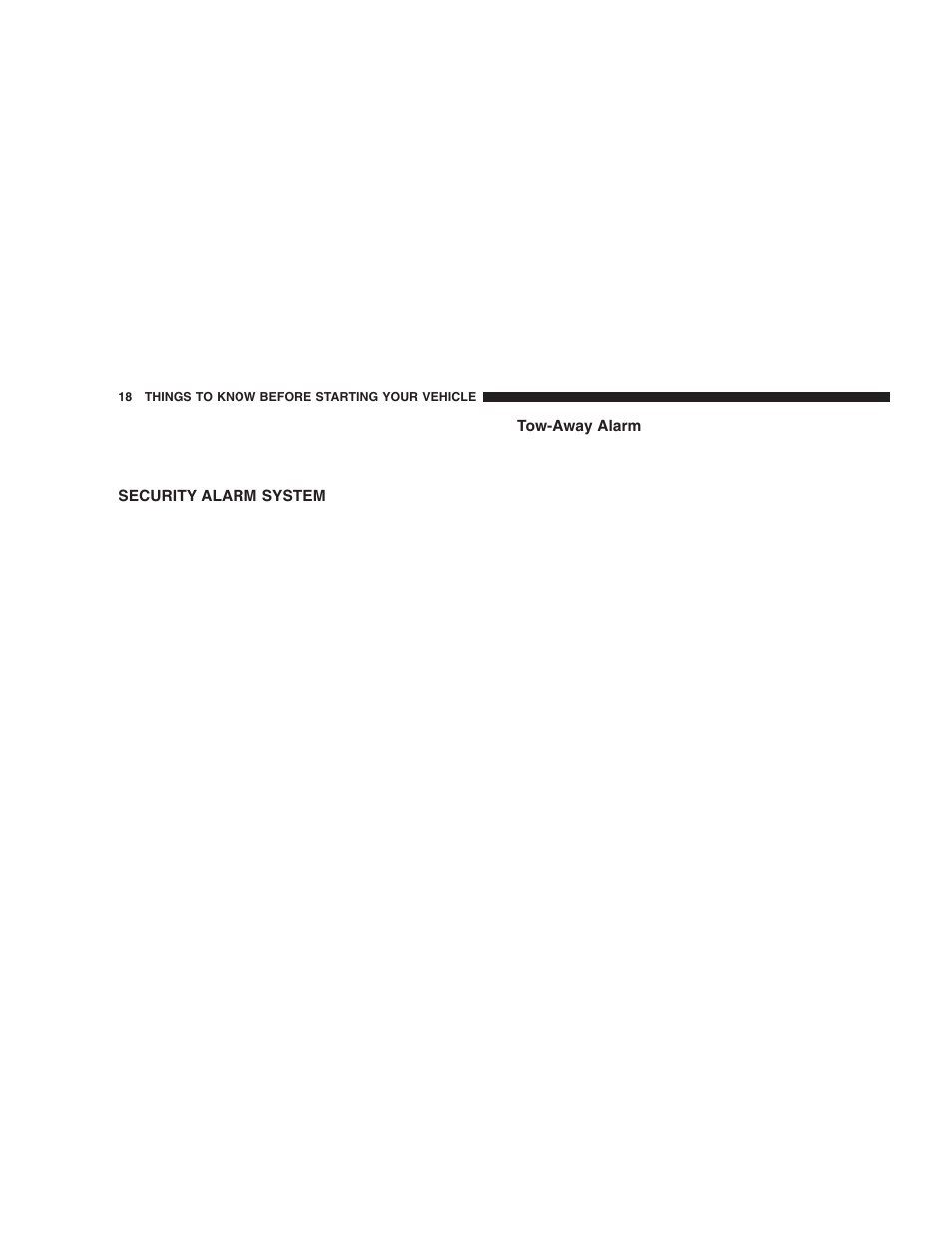 Security alarm system, Tow-away alarm | Chrysler 2006 Crossfire User Manual | Page 18 / 296
