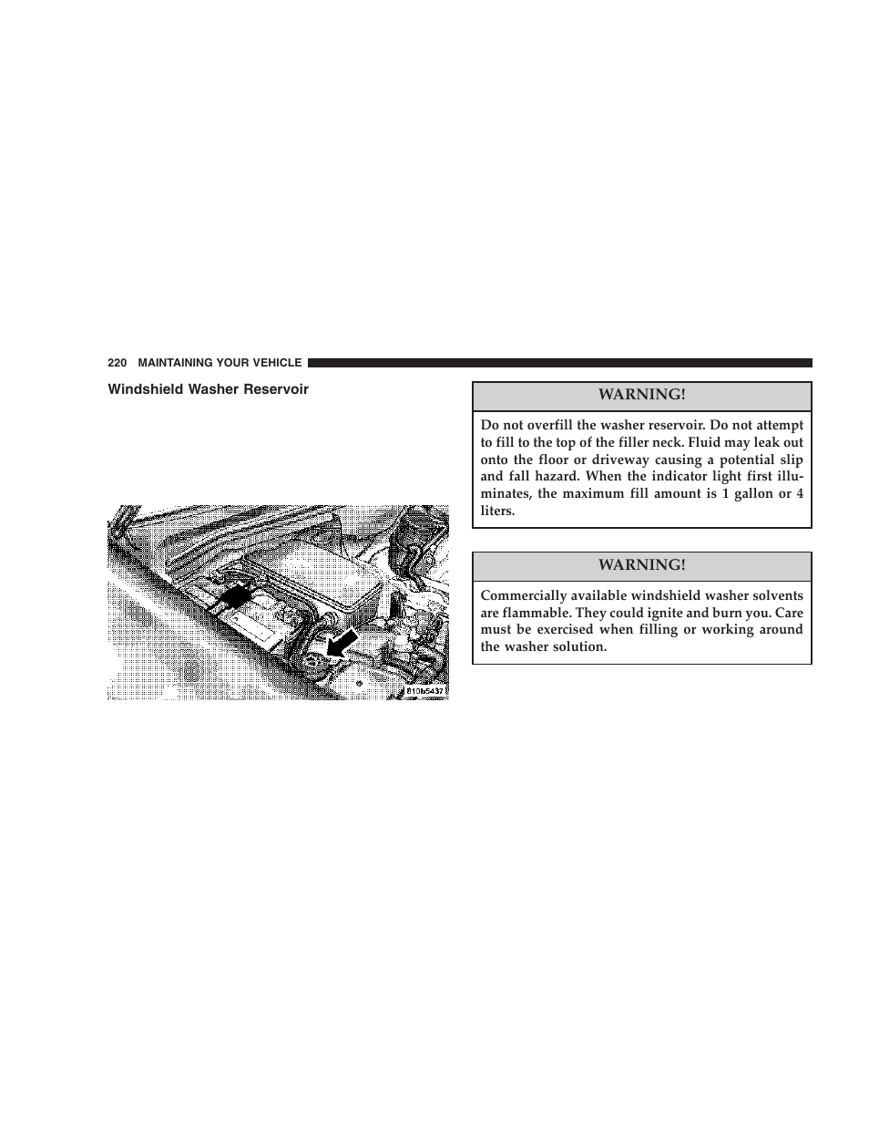 Windshield washer reservoir | Chrysler 2006 Crossfire User Manual | Page 220 / 296