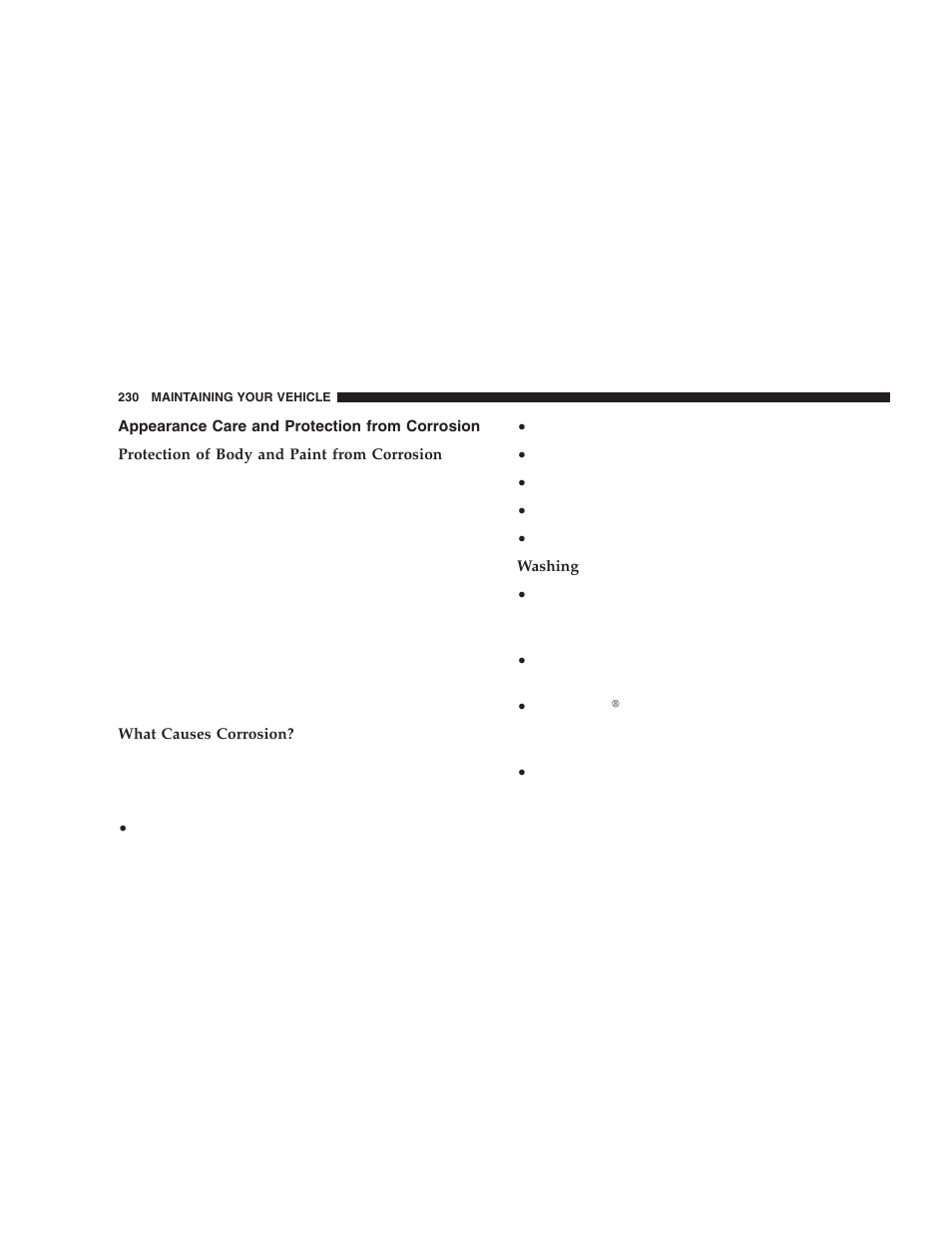 Appearance care and protection from, Corrosion | Chrysler 2006 Crossfire User Manual | Page 230 / 296