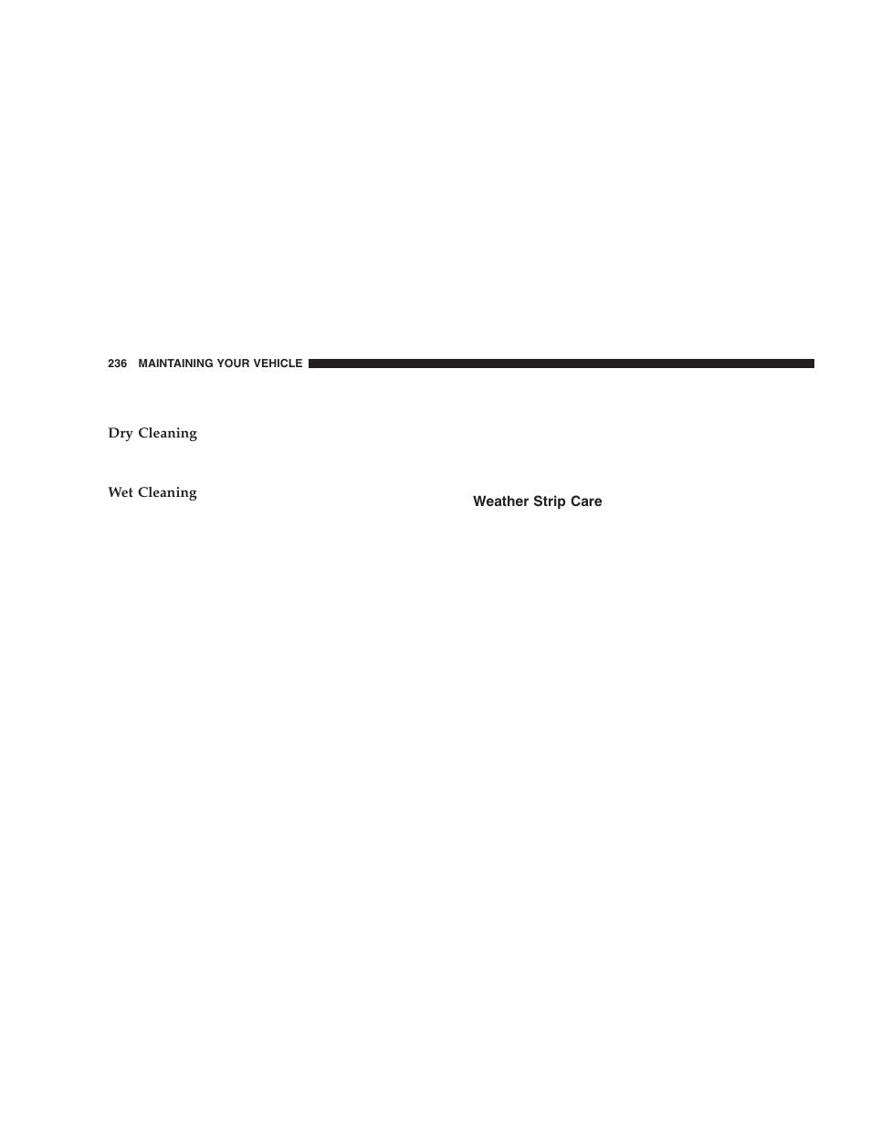 Weather strip care | Chrysler 2006 Crossfire User Manual | Page 236 / 296