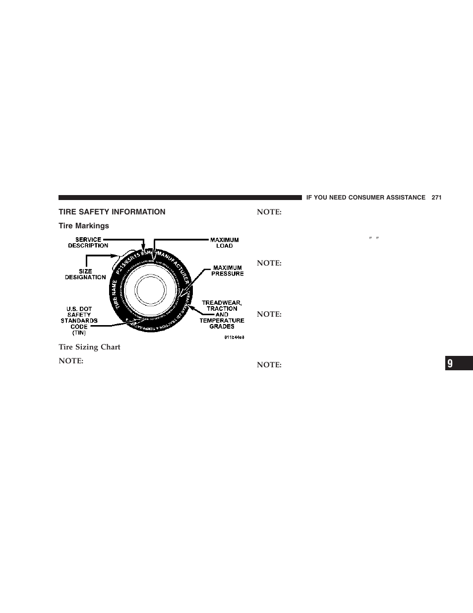 Tire safety information, Tire markings | Chrysler 2006 Crossfire User Manual | Page 271 / 296