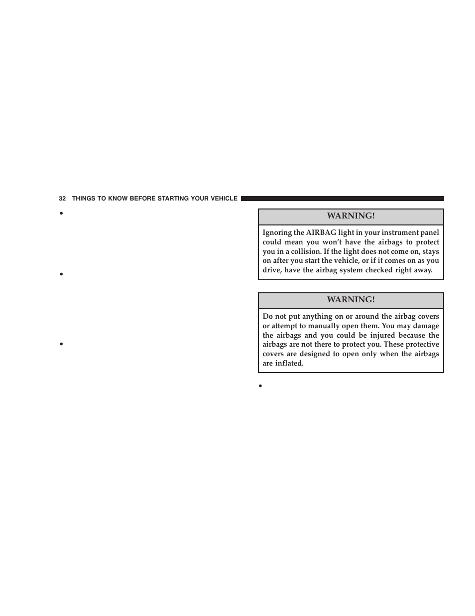 Chrysler 2006 Crossfire User Manual | Page 32 / 296