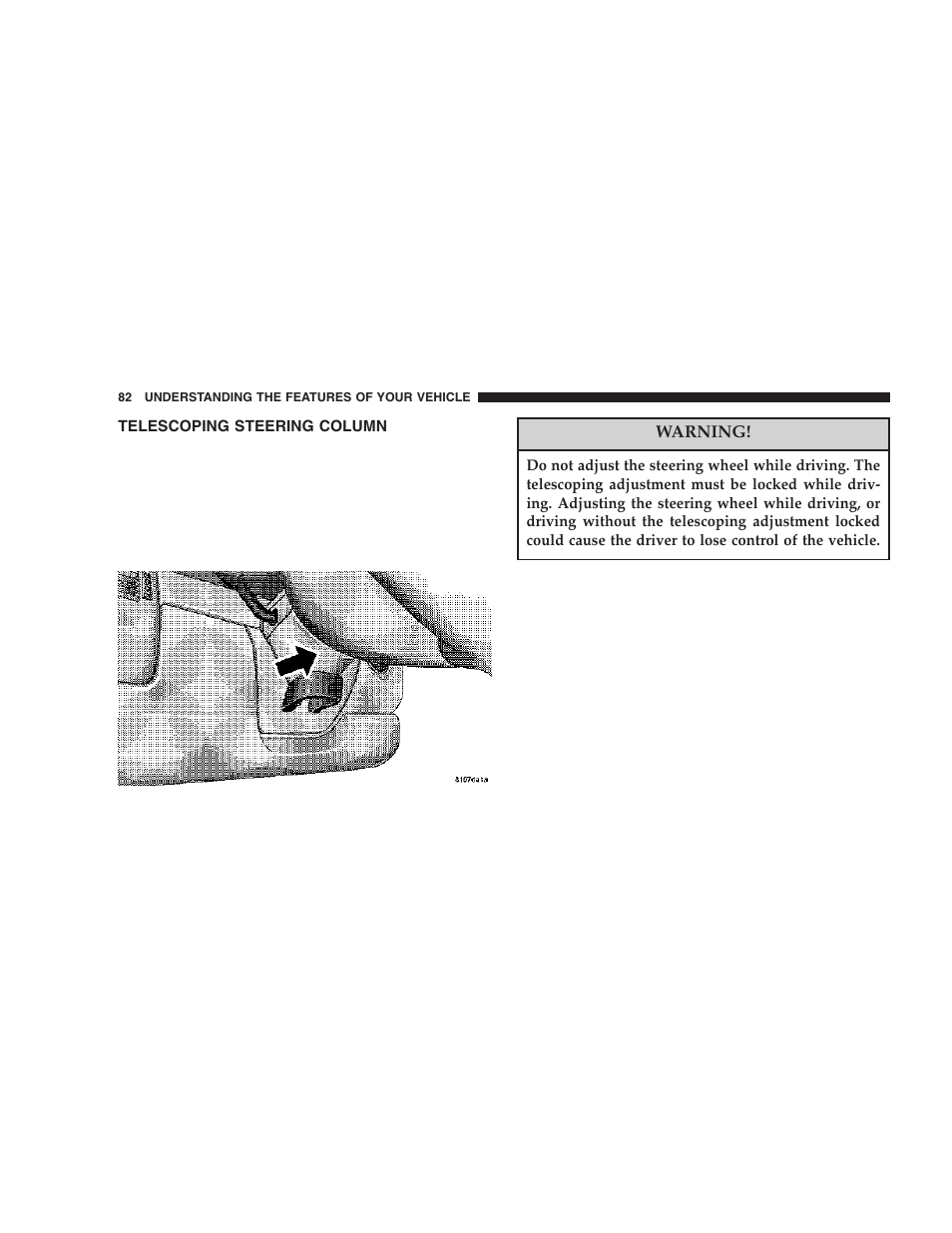 Telescoping steering column | Chrysler 2006 Crossfire User Manual | Page 82 / 296