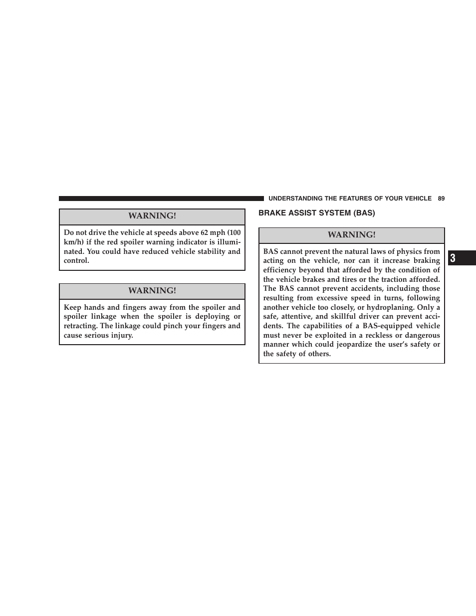 Brake assist system (bas) | Chrysler 2006 Crossfire User Manual | Page 89 / 296