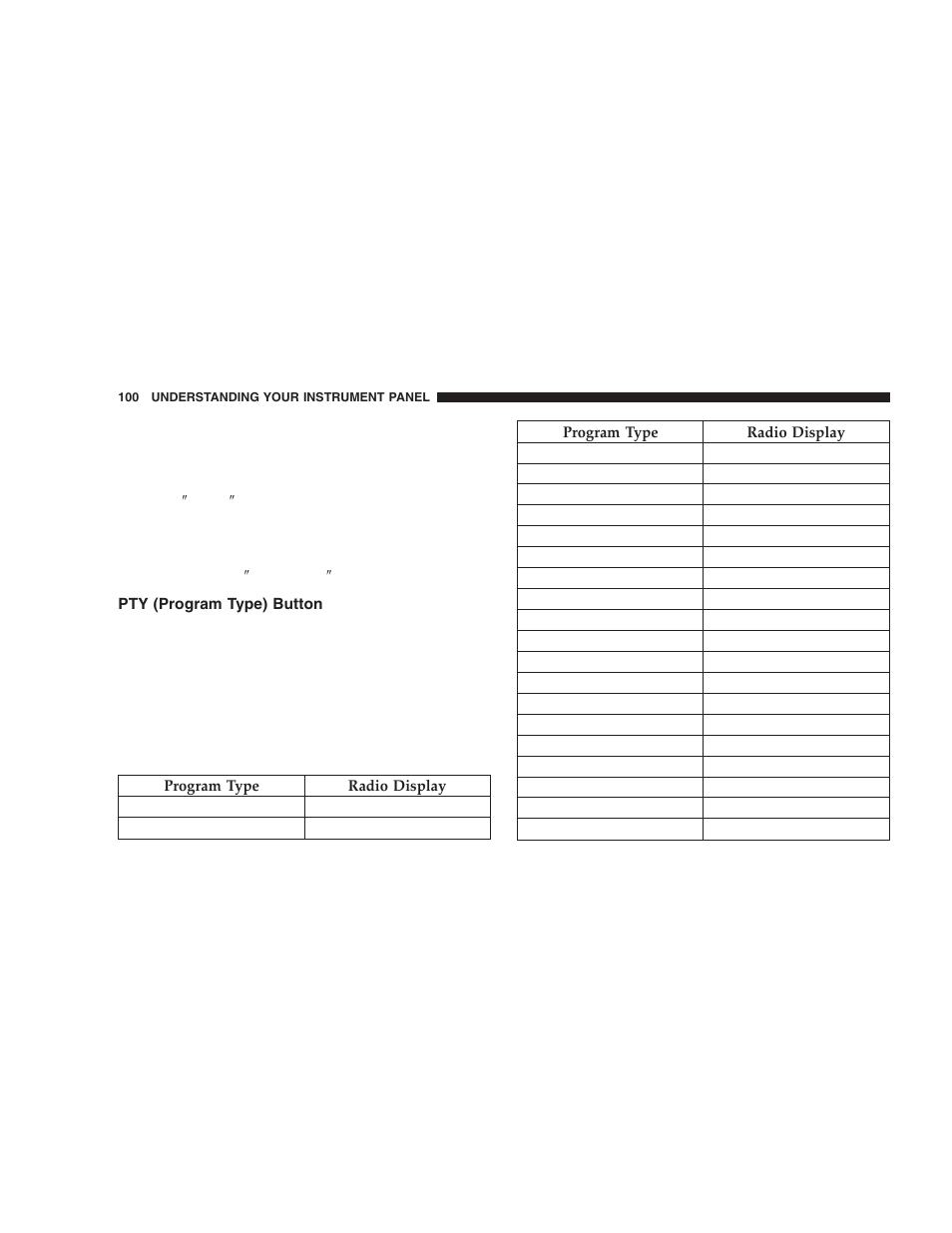 Pty (program type) button | Chrysler 2006 Sebring Sedan User Manual | Page 100 / 300