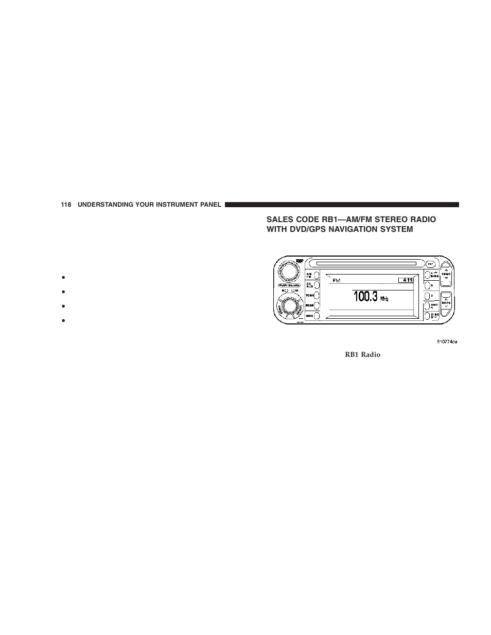Sales code rb1—am/fm stereo radio with, Dvd/gps navigation system | Chrysler 2006 Sebring Sedan User Manual | Page 118 / 300