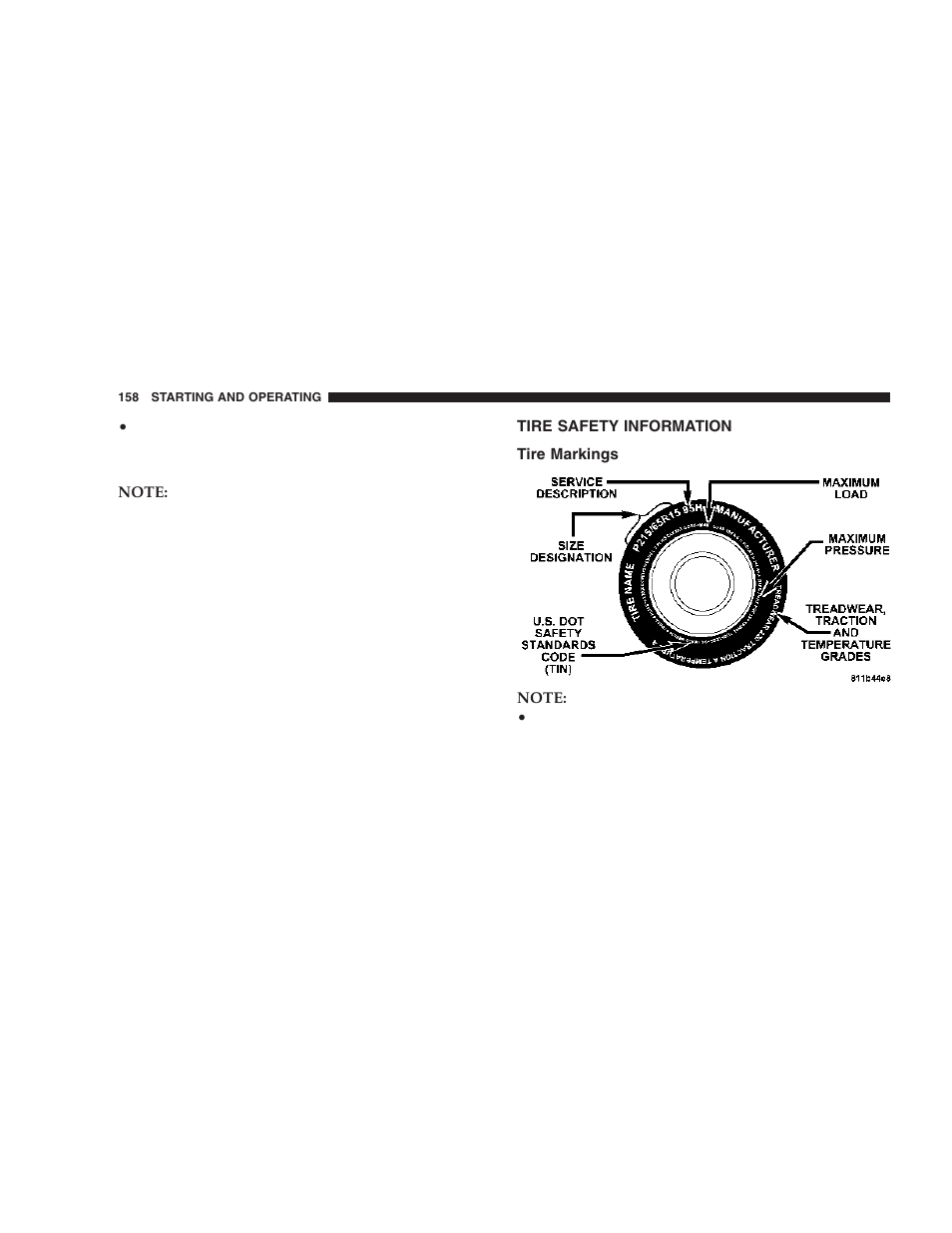 Tire safety information, Tire markings | Chrysler 2006 Sebring Sedan User Manual | Page 158 / 300