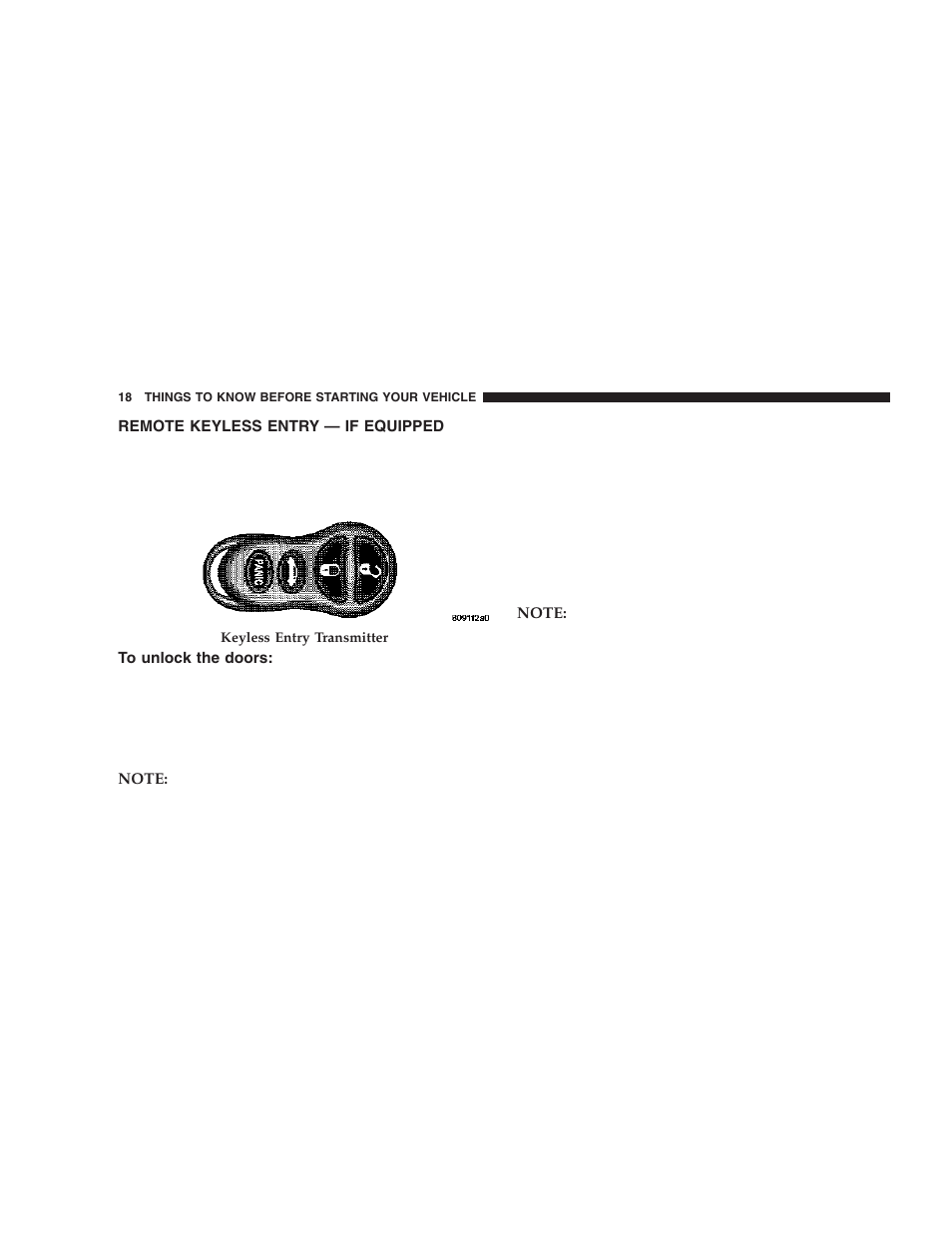Remote keyless entry — if equipped, To unlock the doors | Chrysler 2006 Sebring Sedan User Manual | Page 18 / 300