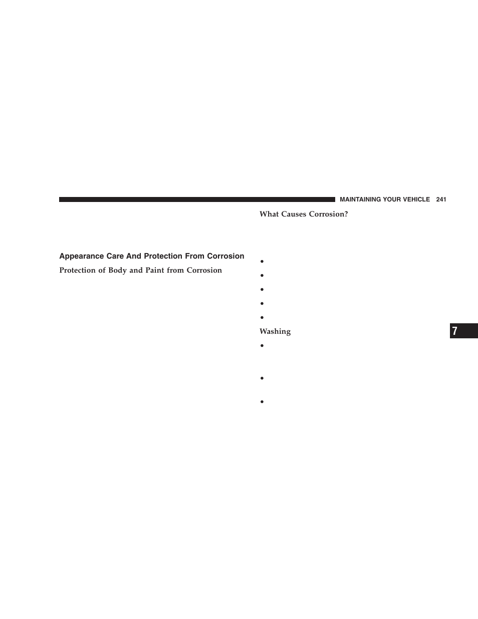 Appearance care and protection from, Corrosion | Chrysler 2006 Sebring Sedan User Manual | Page 241 / 300