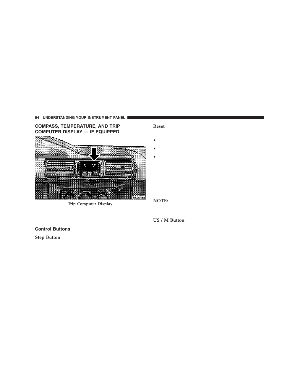 Compass, temperature, and trip computer, Display — if equipped, Control buttons | Chrysler 2006 Sebring Sedan User Manual | Page 94 / 300