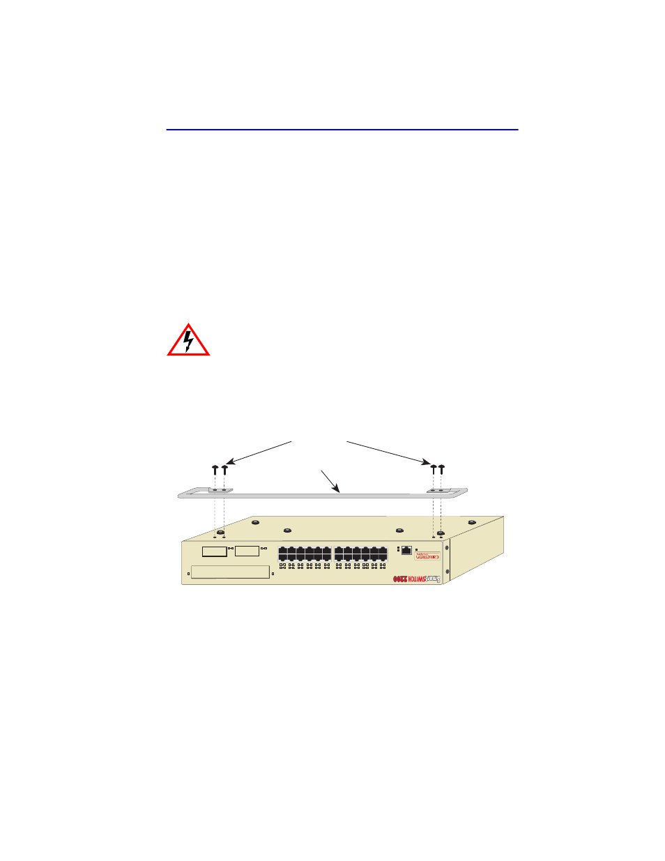 Attaching the strain-relief bracket, Figure 3-2 attaching the strain-relief bracket, Strain-relief bracket screws (4) | Reset | Cabletron Systems 2E42-27 User Manual | Page 31 / 164