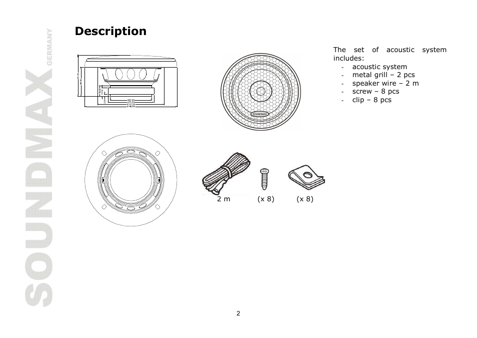 Description | SoundMax SM-CSE403 User Manual | Page 2 / 13