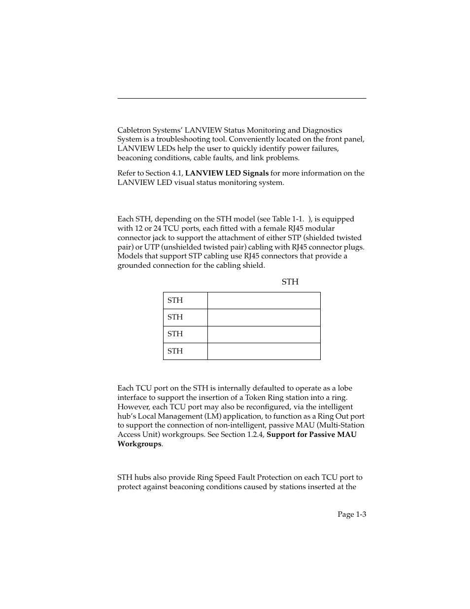 1 lanview leds, 2 tcu ports | Cabletron Systems STHI 44 STHI-44 User Manual | Page 11 / 35