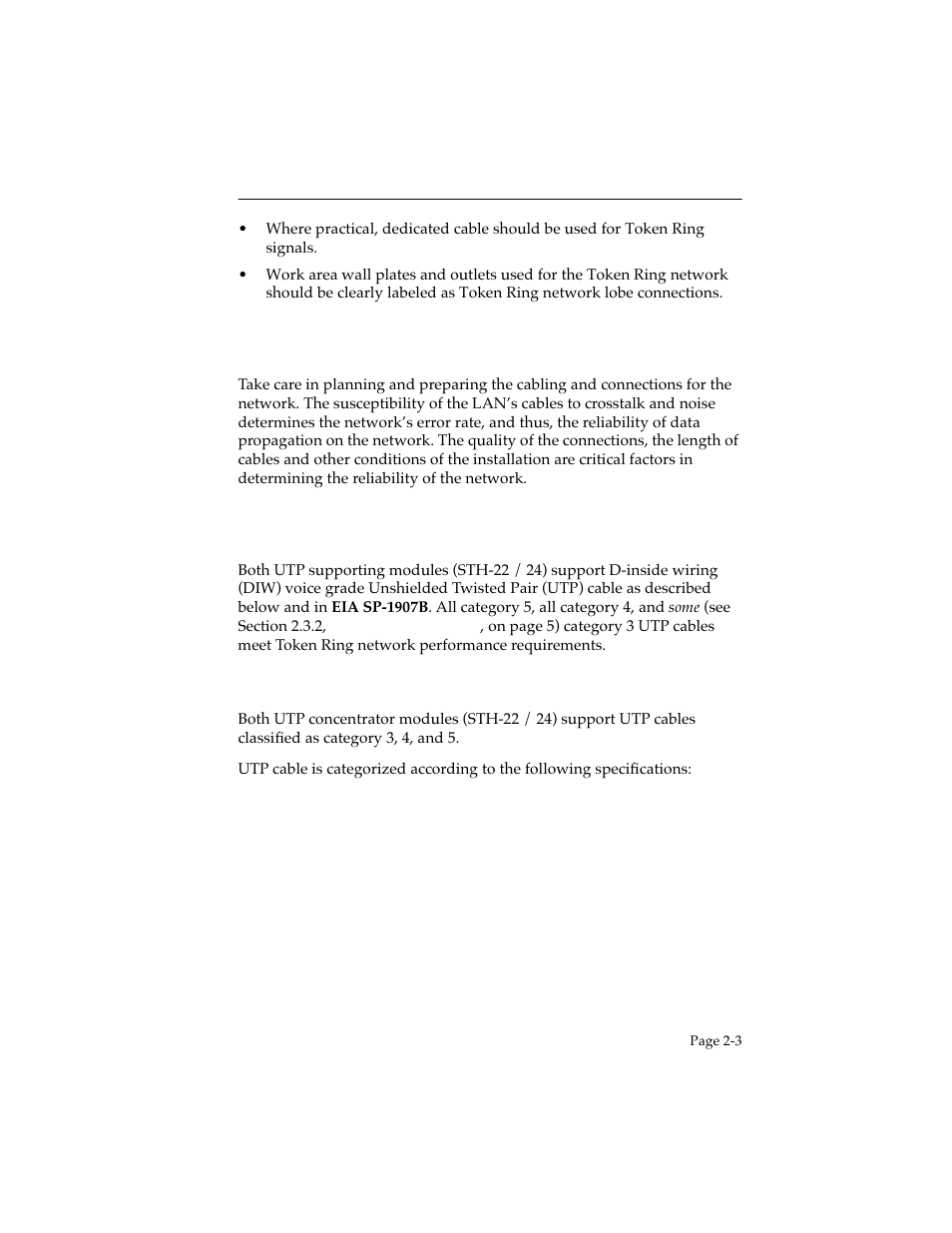 1 utp cable categories | Cabletron Systems STHI 44 STHI-44 User Manual | Page 18 / 35