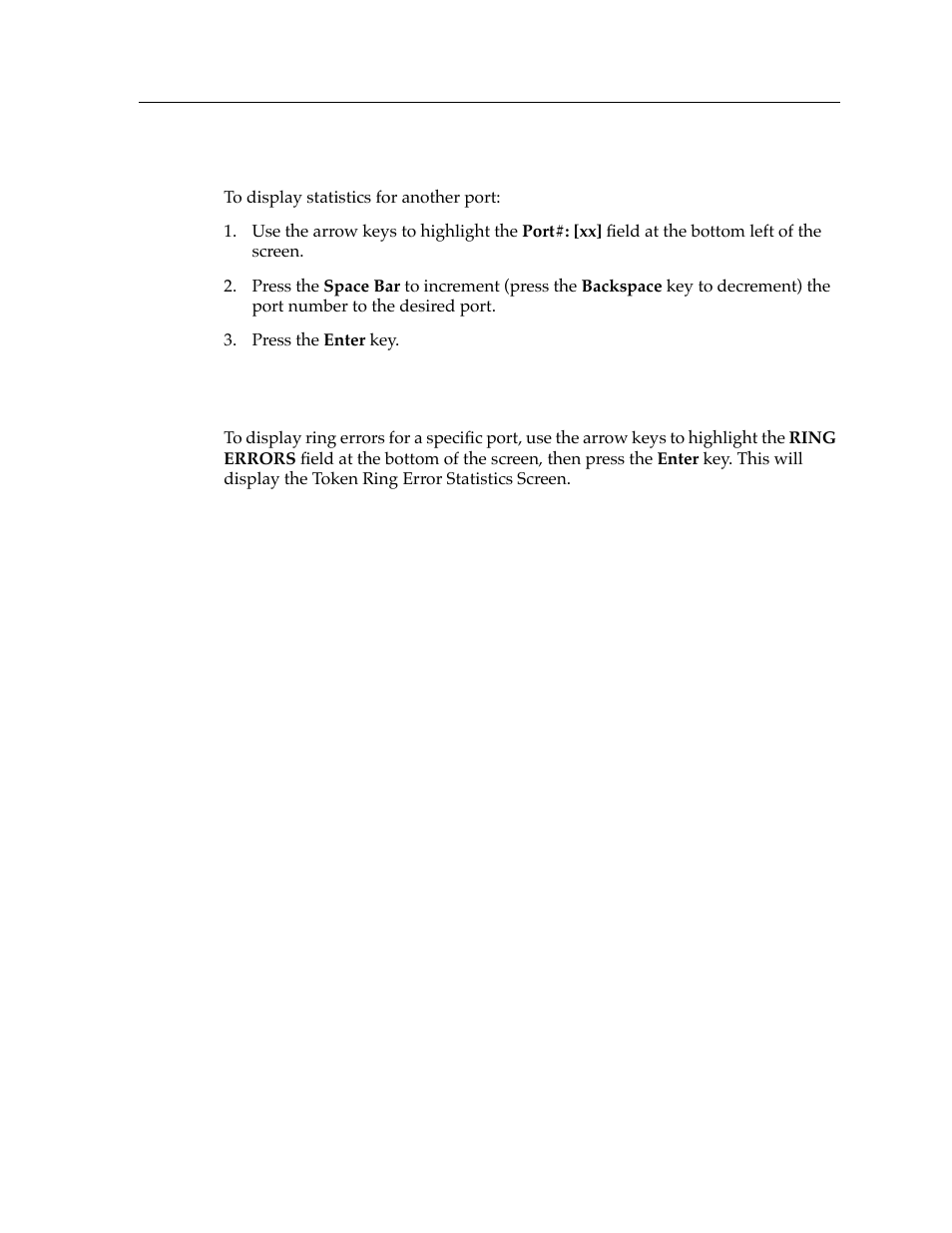 Displaying statistics for another port, Displaying ring errors | Cabletron Systems 9T427-16 User Manual | Page 13 / 16